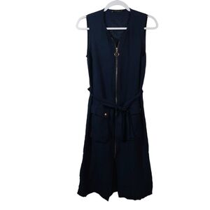 Zara Ladies Sleeveless Zip Front Midi Dress- XS